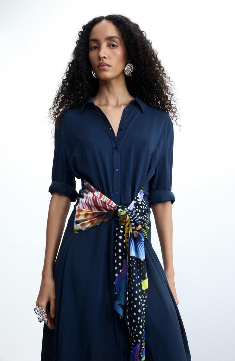 Desigual Long Sleeve Shirtdress, Alternate, color, 