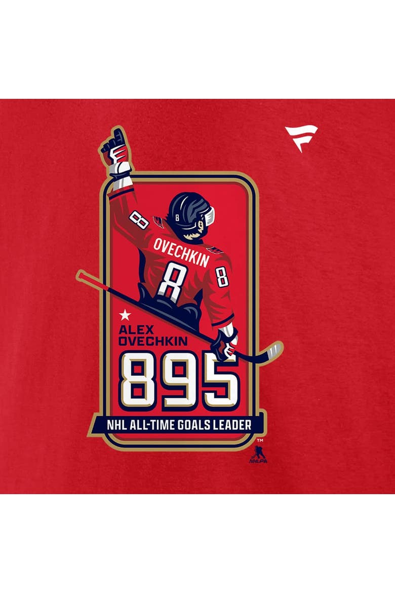 Men's Fanatics Alexander Ovechkin Athletic Red Washington Capitals NHL All-Time Leading Goal Scorer Locker Room T-Shirt, Alternate, color, Athletic Red