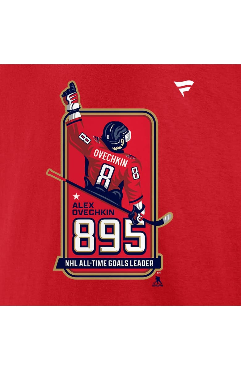 FANATICS Men's Fanatics Alexander Ovechkin Athletic Red Washington Capitals NHL All-Time Leading Goal Scorer Locker Room T-Shirt, Alternate, color, Athletic Red