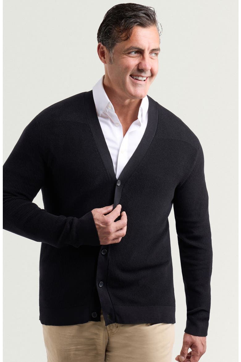 V-Neck Sweater Cardigan, Alternate, color, BLACK
