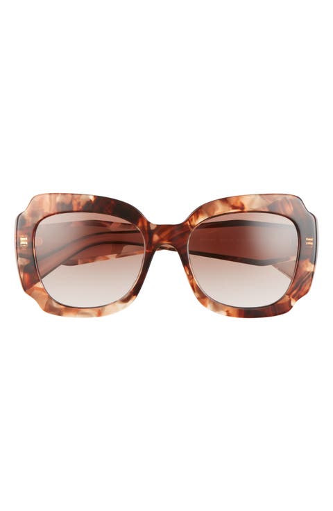 Havana 52mm Gradient Geometric Sunglasses