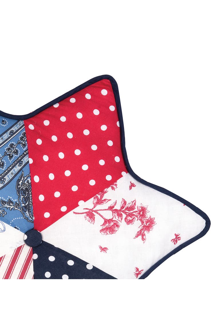Star Vintage Patchwork Patriotic Accent Throw Pillow 18", Alternate, color, Blue