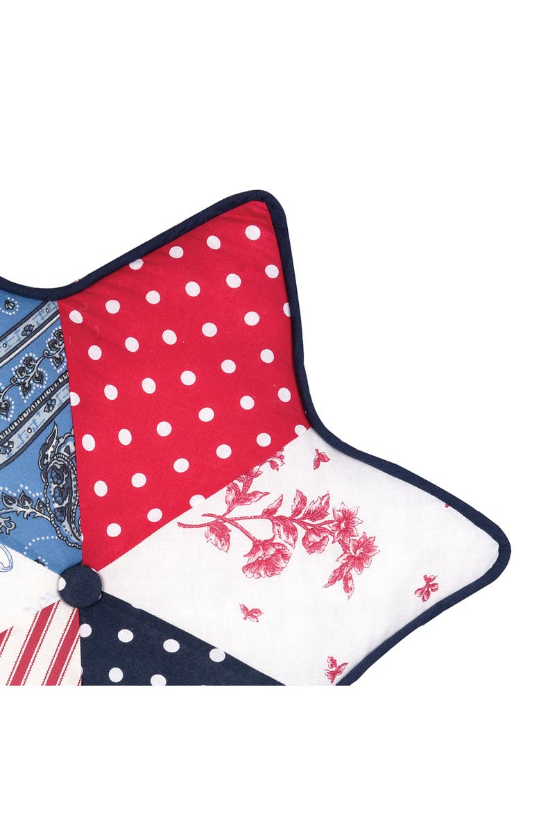Gallerie II Star Vintage Patchwork Patriotic Accent Throw Pillow 18", Alternate, color, Blue