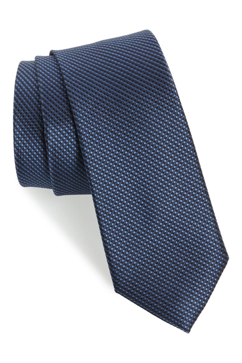 Solid Silk Skinny Tie, Main, color, NAVY