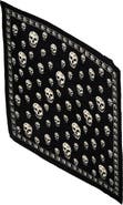 McQueen Classic Skull Print Pleated Silk Square Scarf