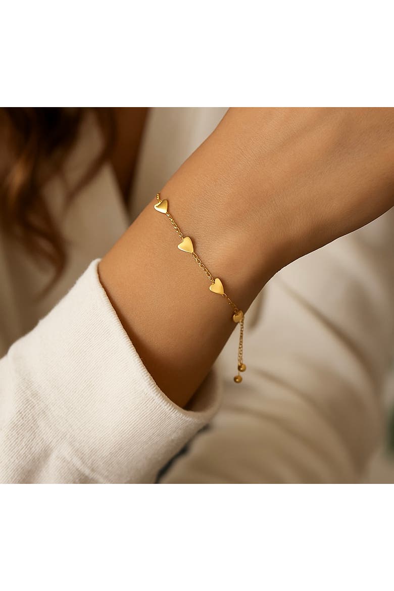 Gold-Tone Adjustable Heart Bracelet, Alternate, color, Gold