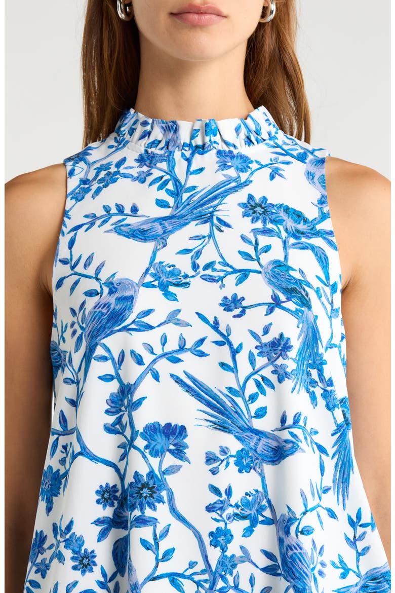 Ciela Floral Print Trapeze Minidress, Alternate, color, WHT-BLUES
