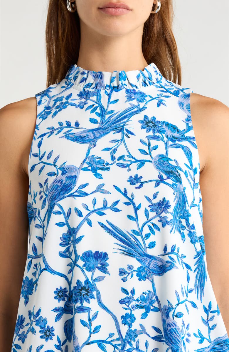 SUGARLIPS Ciela Floral Print Trapeze Minidress, Alternate, color, Wht-Blues