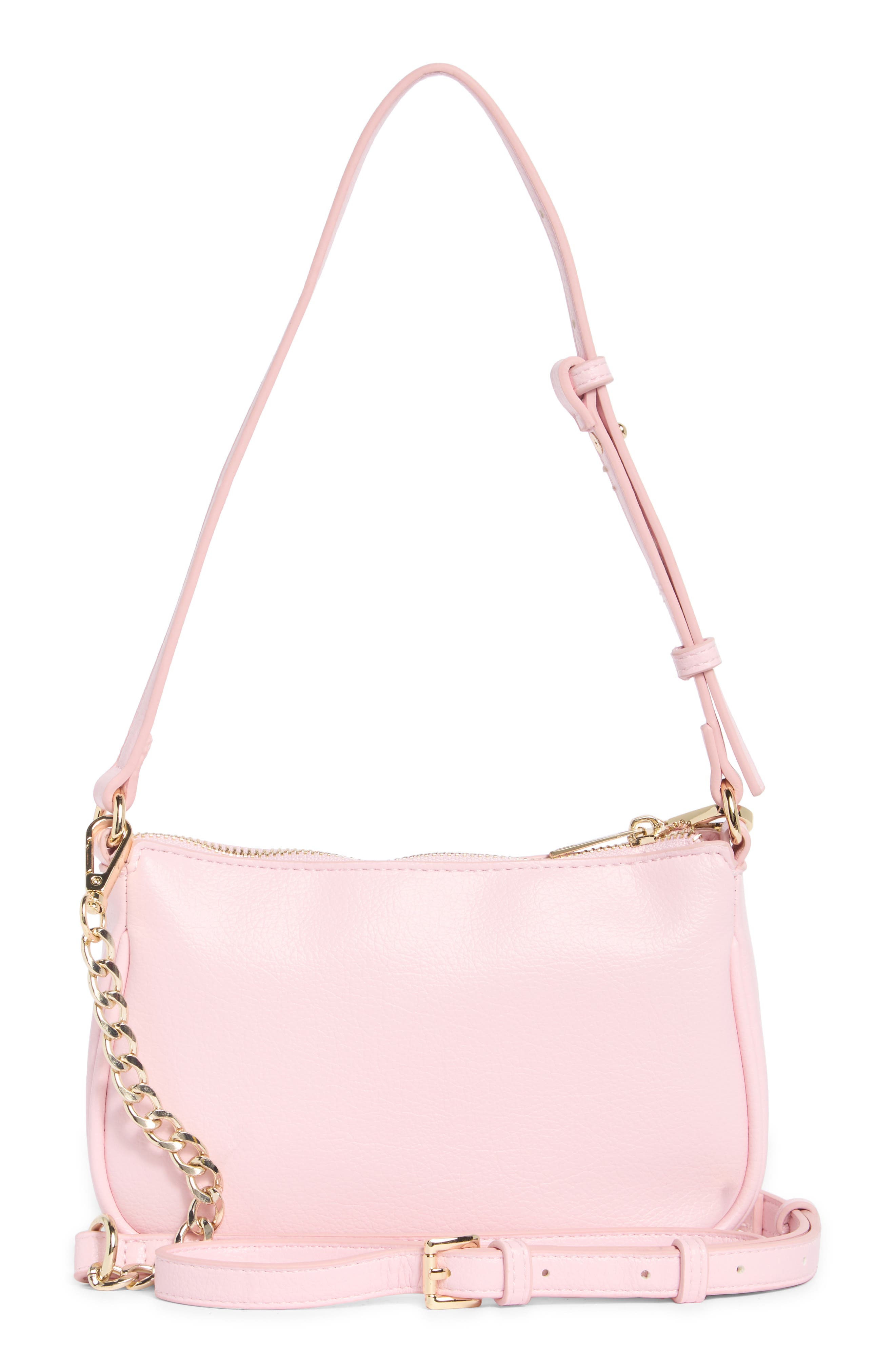 3-Piece Faux Leather Shoulder Bag & Charms Set, Alternate, color, BLUSH