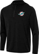 ANTIGUA Men's Antigua Heather Black Miami Dolphins Tidy Quarter-Zip Pullover Hoodie