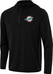 ANTIGUA Men's Antigua Heather Black Miami Dolphins Tidy Quarter-Zip Pullover Hoodie