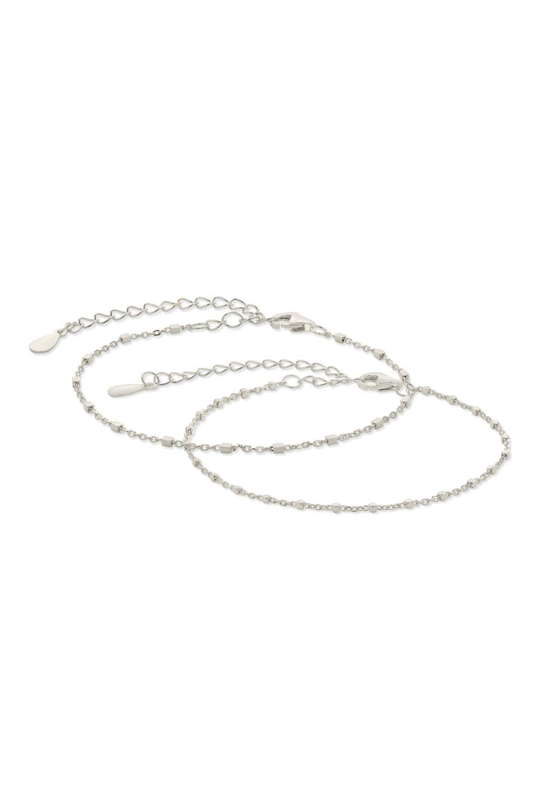 Chloe Set of 2 Station Bracelets, Alternate, color, SILVER