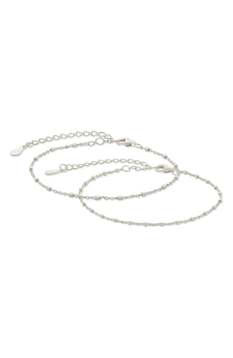 Sterling Forever Chloe Set of 2 Station Bracelets, Alternate, color, Silver