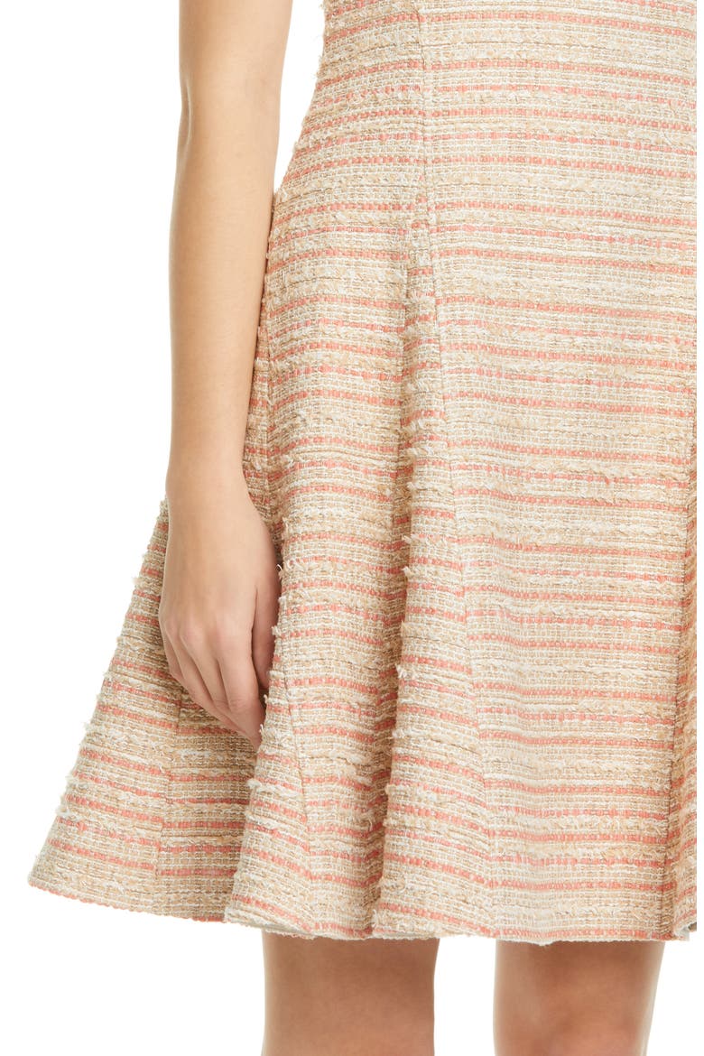 Tweed A-Line Dress, Alternate, color, CAMEL/SALMON