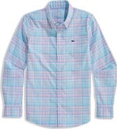 vineyard vines Kids' Parrotfish Plaid Featherweight Performance Button Down Shirt
