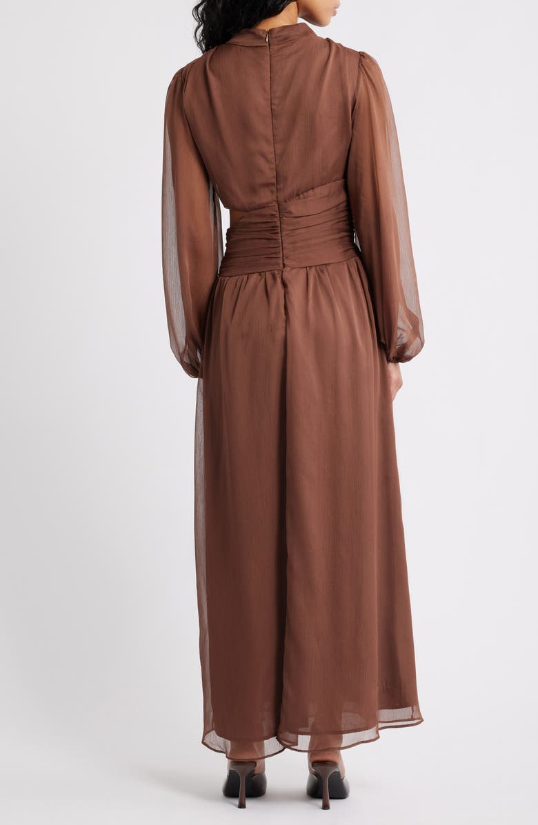 Petal & Pup Neveah Long Sleeve Maxi Dress, Alternate, color, Chocolate