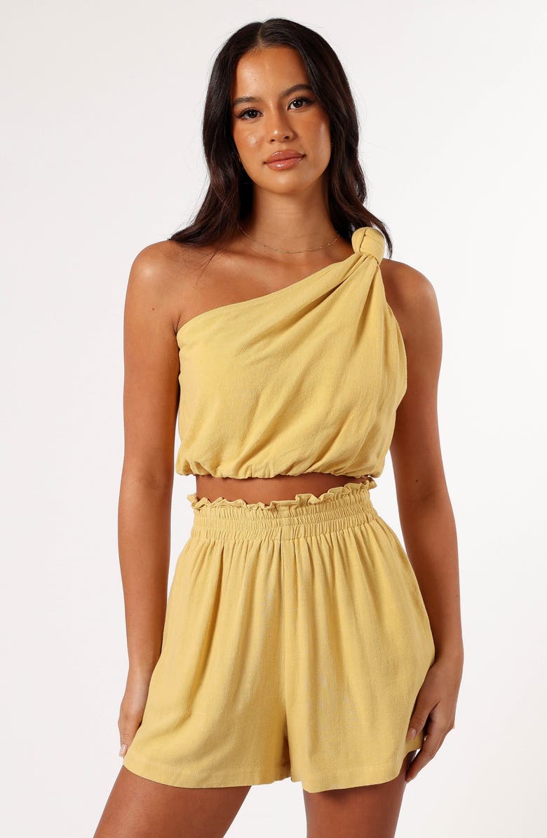 Petal & Pup Sally One-Shoulder Crop Top & Shorts Set, Alternate, color, Butter Yellow