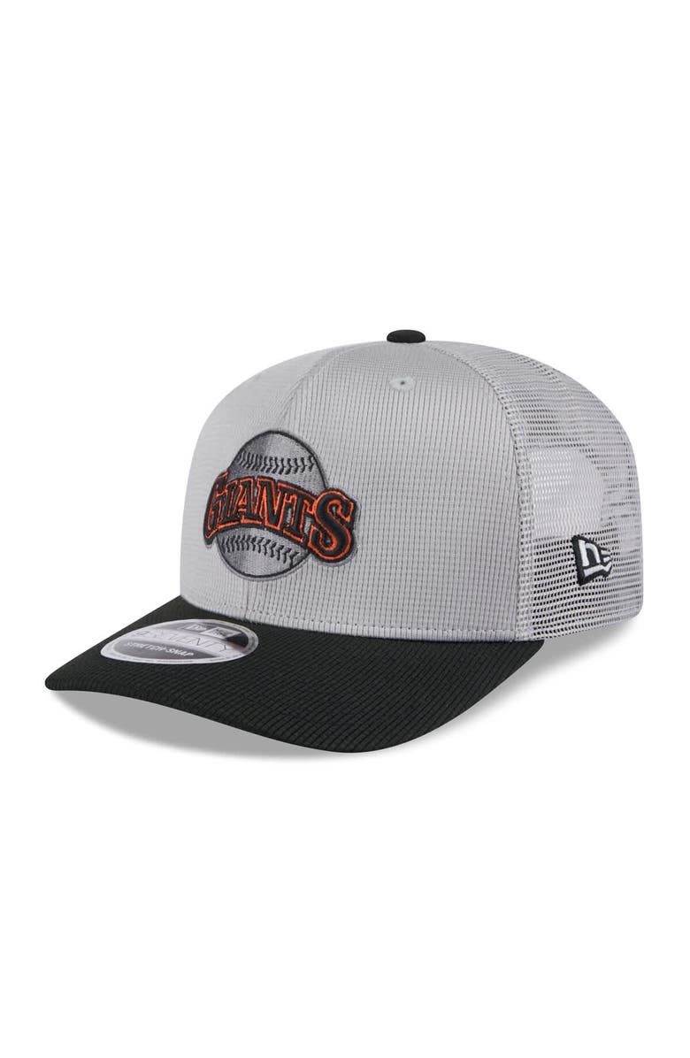 New Era Men's New Era  Gray/Black San Francisco Giants 2025 Batting Practice 9SEVENTY Stretch-Snap Trucker Hat, Main, color, 