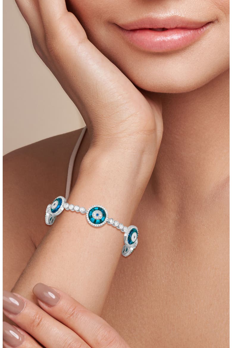 Evil Eye Station Tennis Bracelet, Alternate, color, SILVER