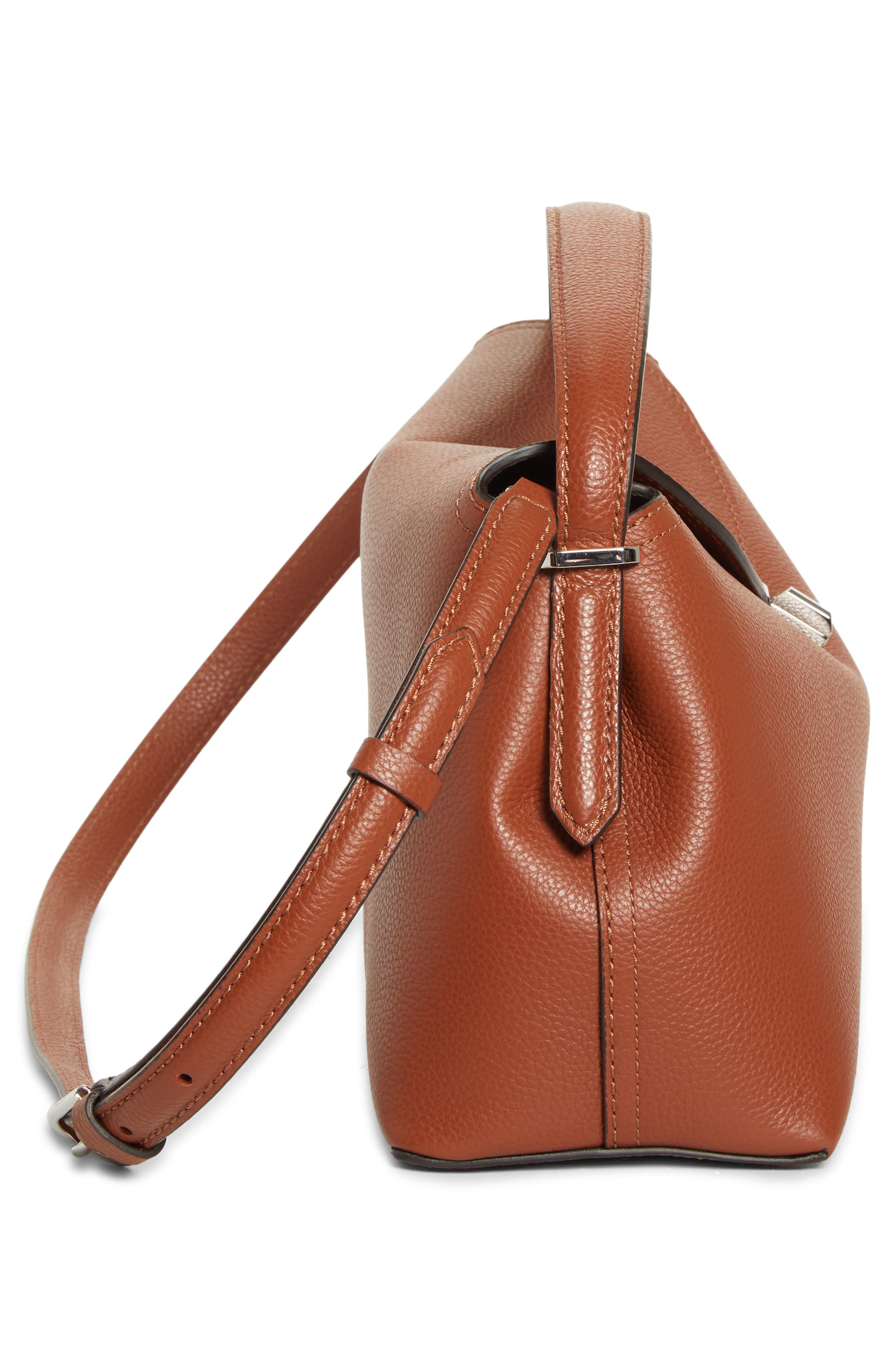TOTEME T-Lock Grained Leather Top Handle Bag, Alternate, color, Sienna