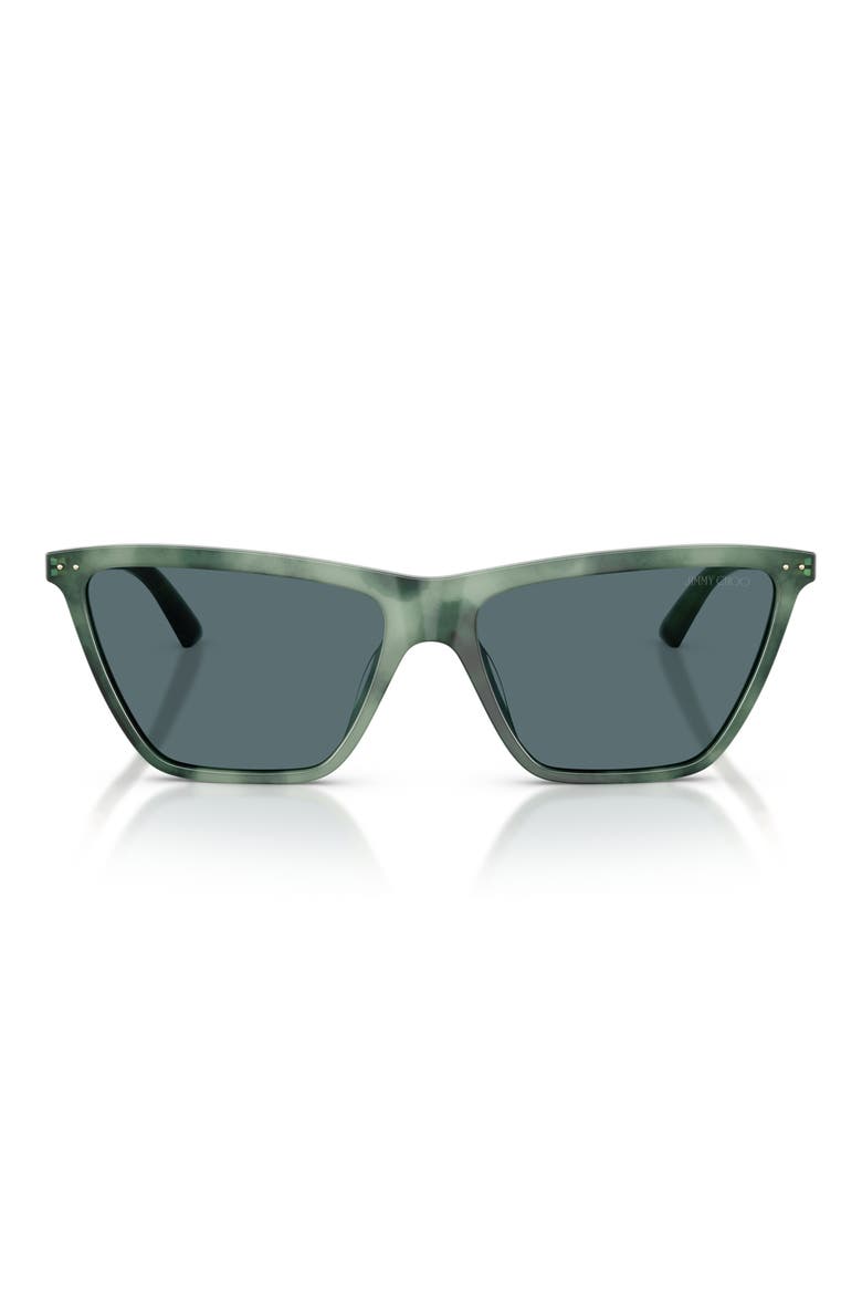 56mm Cat Eye Sunglasses, Main, color, GREEN HAVANA / DARK GREY