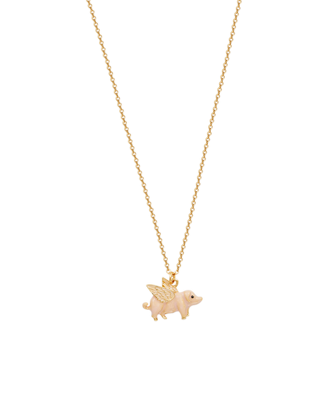 Flying Pig Enamel Necklace