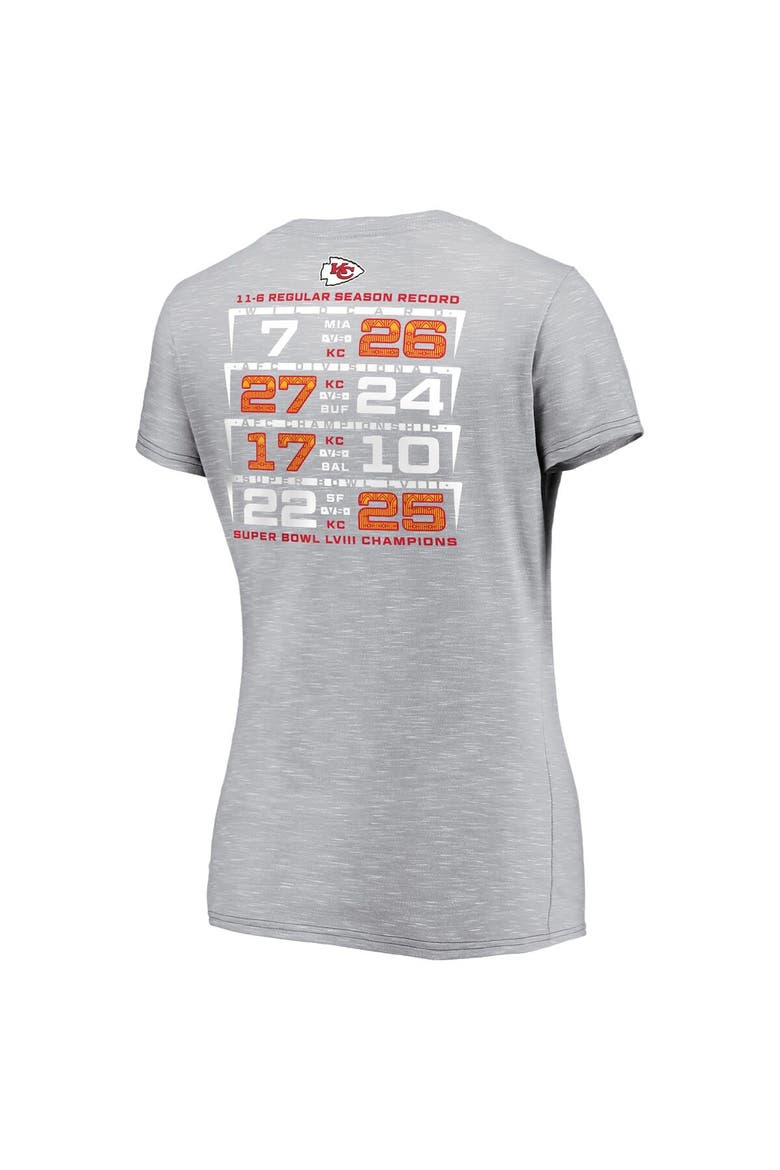 Women's Fanatics Branded  Gray Kansas City Chiefs Super Bowl LVIII Champions Counting Points V-Neck T-Shirt, Alternate, color, Gray