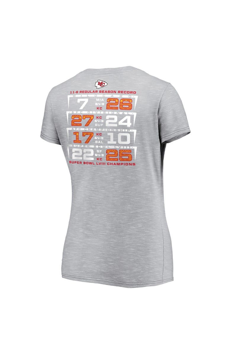 FANATICS Women's Fanatics Branded Gray Kansas City Chiefs Super Bowl LVIII Champions Counting Points V-Neck T-Shirt, Alternate, color,