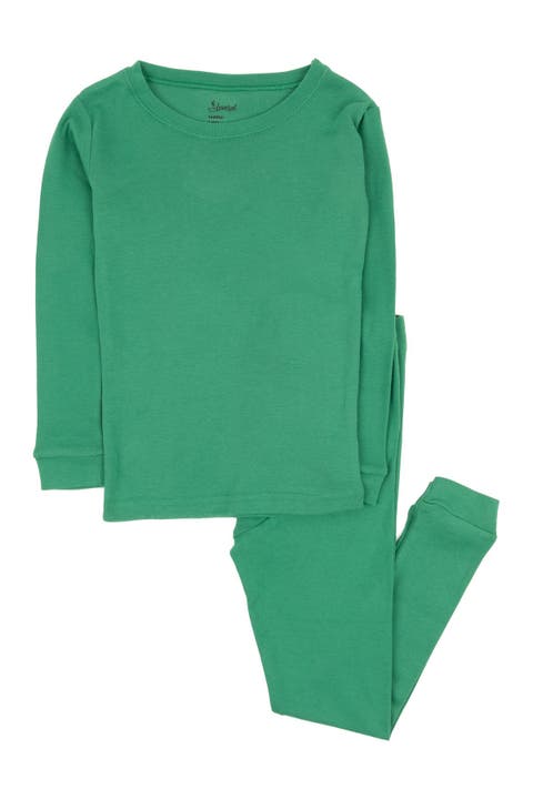 Kids Two-Piece Solid Cotton Matching Family Pajamas