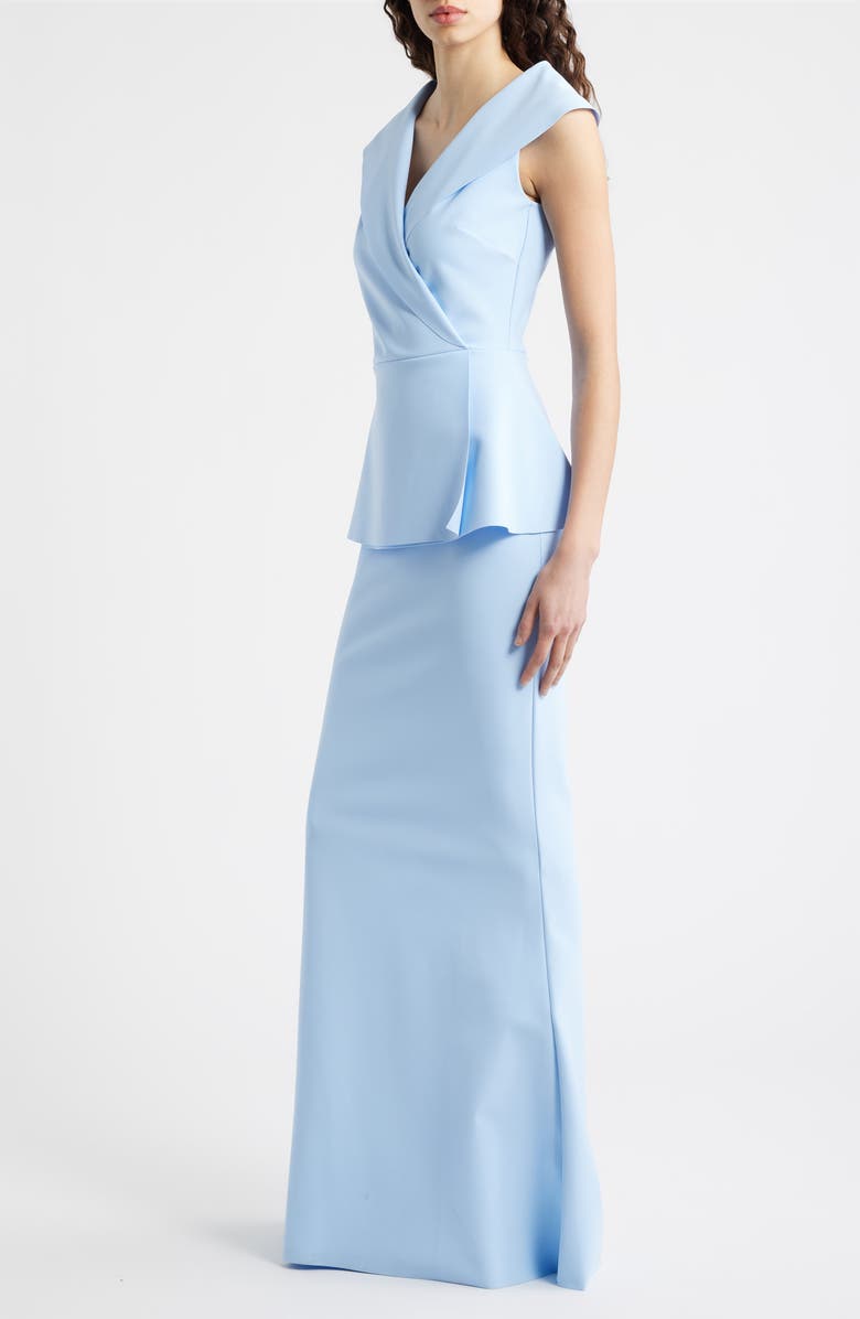 Chiara Boni La Petite Robe Moxelle Portrait Collar Gown, Alternate, color, Blue Aura