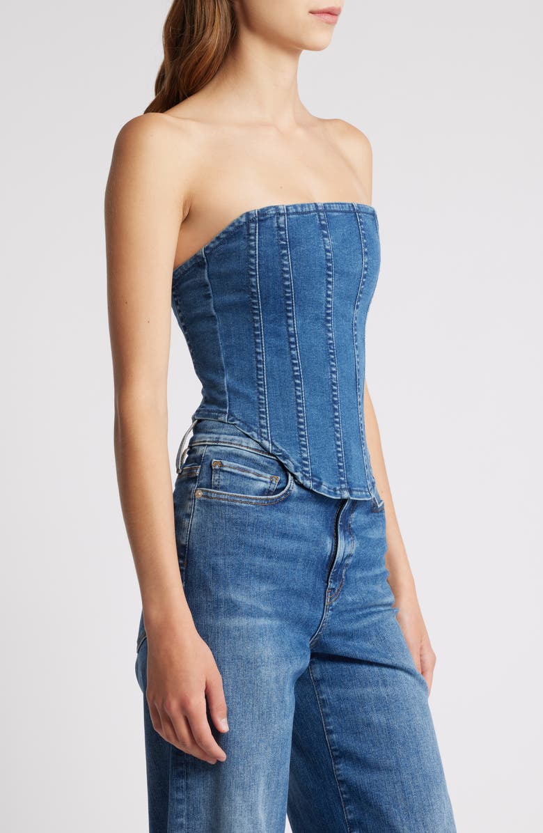 Good American Denim Corset Top, Alternate, color, 