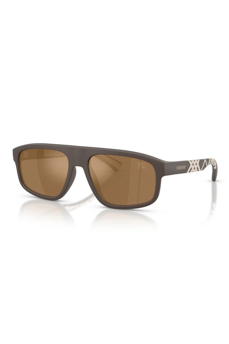 BE4501U 57mm Rectangle Sunglasses, Alternate, color, MATTE BROWN / BROWN BRONZE