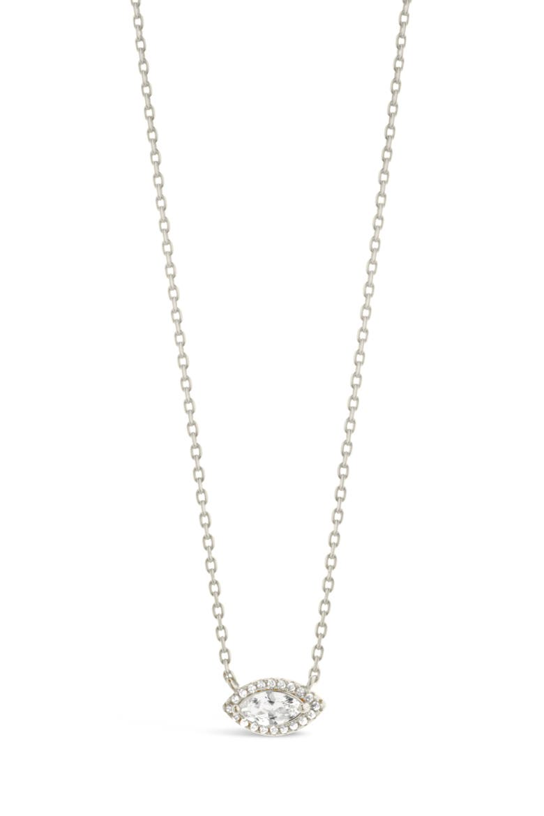 Jamie Marquise Cubic Zirconia Pendant Necklace, Alternate, color, SILVER
