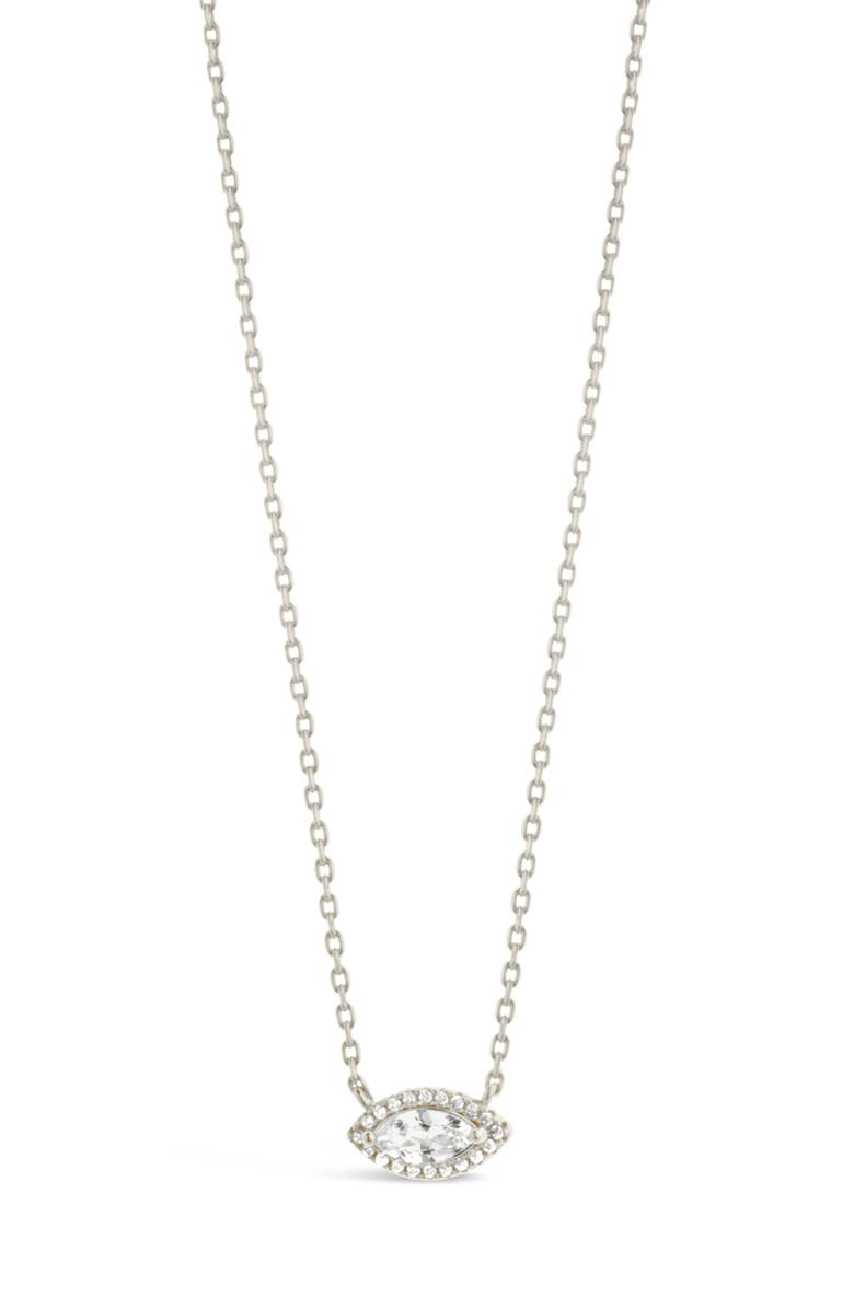 Sterling Forever Jamie Marquise Cubic Zirconia Pendant Necklace, Alternate, color, Silver