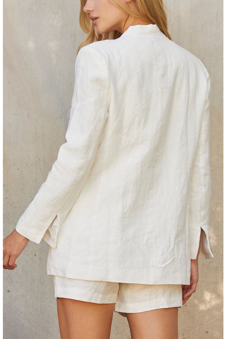 Collarless Linen Blazer, Alternate, color, White