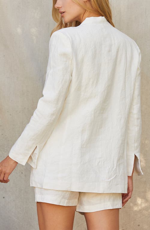 Shop Crescent Collarless Linen Blazer In White