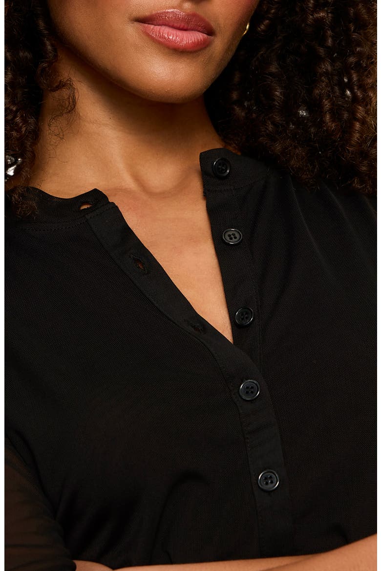 Mesh Sleeve Cardigan, Alternate, color, BLACK