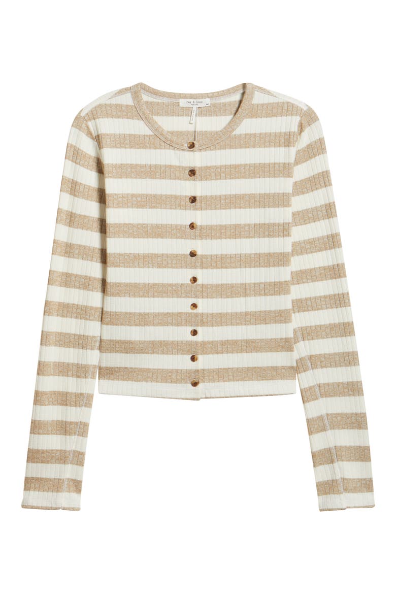 Stripe Rib Cardigan, Alternate, color, TOFFEE