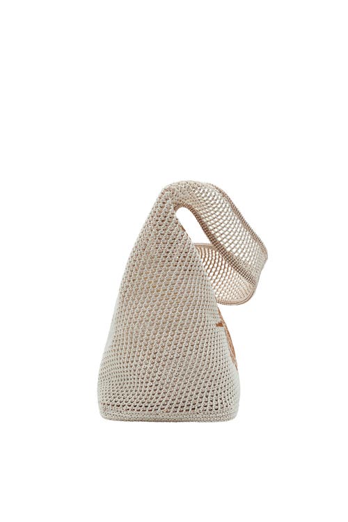 Burberry Small Ekd Crochet Tote Bag In White/sand