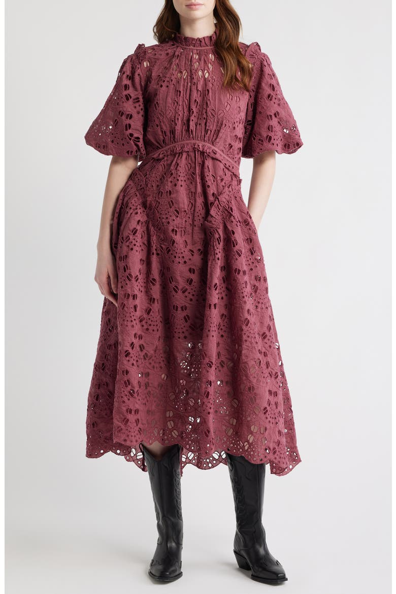 Odette Eyelet Embroidered Dress, Main, color, RASPBERRY PINK