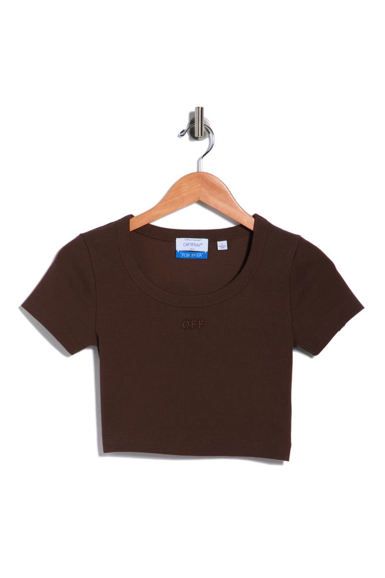 Ribbed Crop T-Shirt, Alternate, color, SEAL BROWN