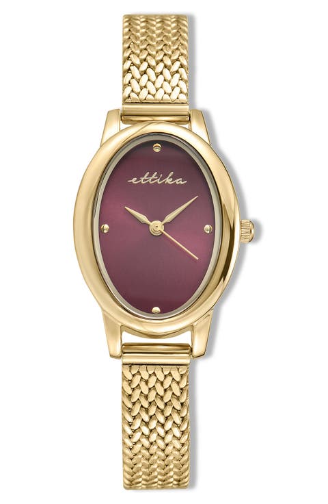 Oval Face Mesh Strap Watch