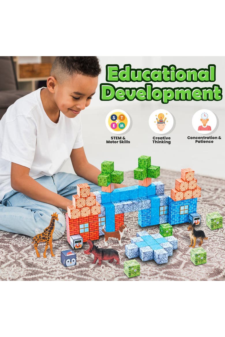 100 Pcs Magnetic Building Cube Game, Alternate, color, Multi Color