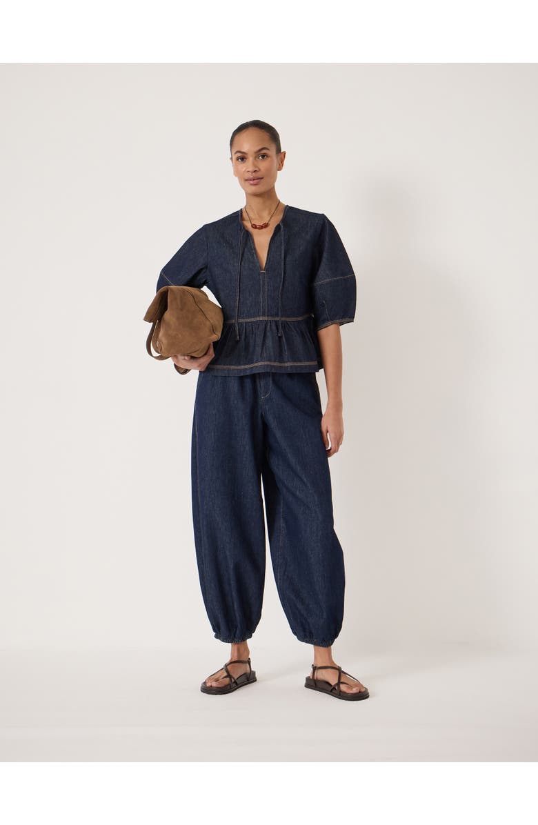 Hush Betty Barrel Sleeve Denim Top, Alternate, color, Rinse Wash