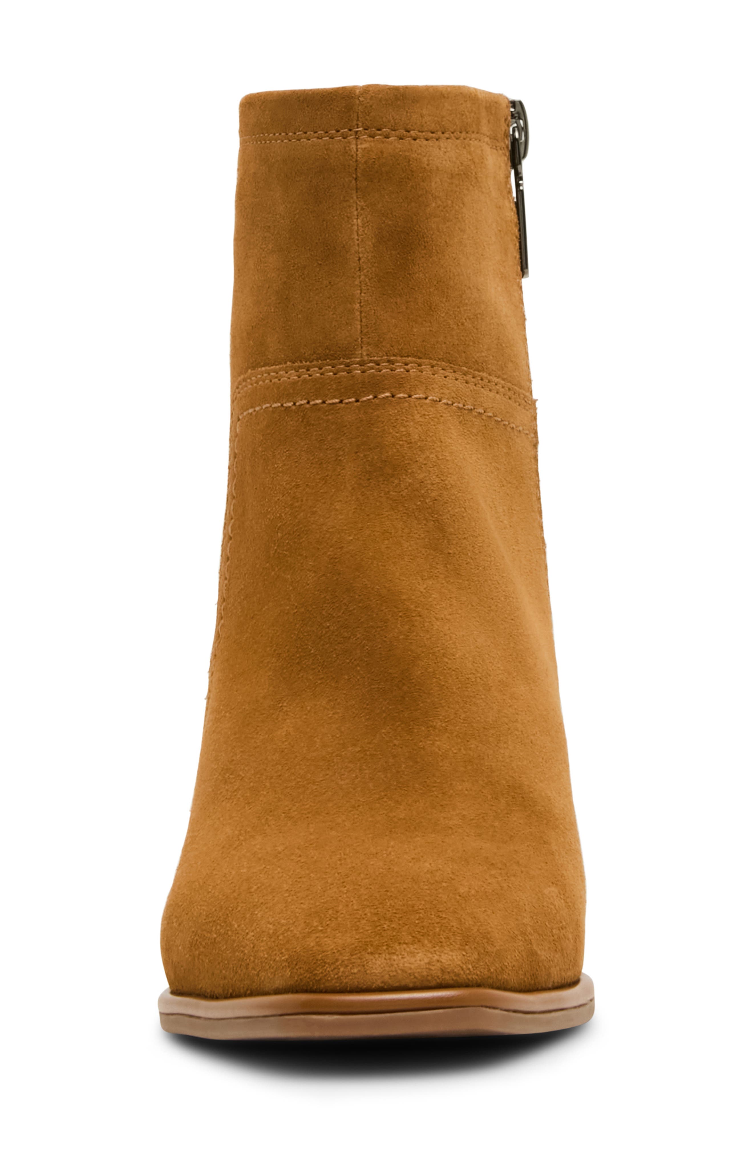 Marina Waterproof Stretch Suede Block Heel Bootie, Alternate, color, CAMEL SUEDE