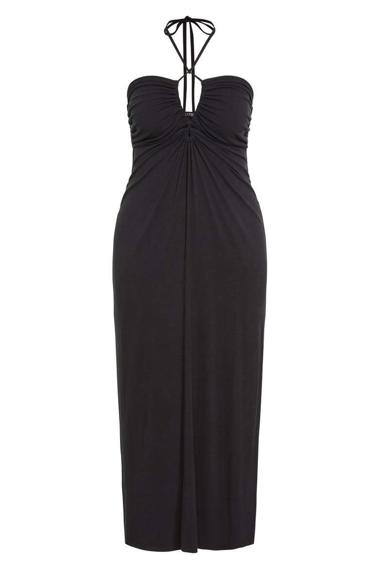 Miley Halter Midi Dress, Alternate, color, BLACK