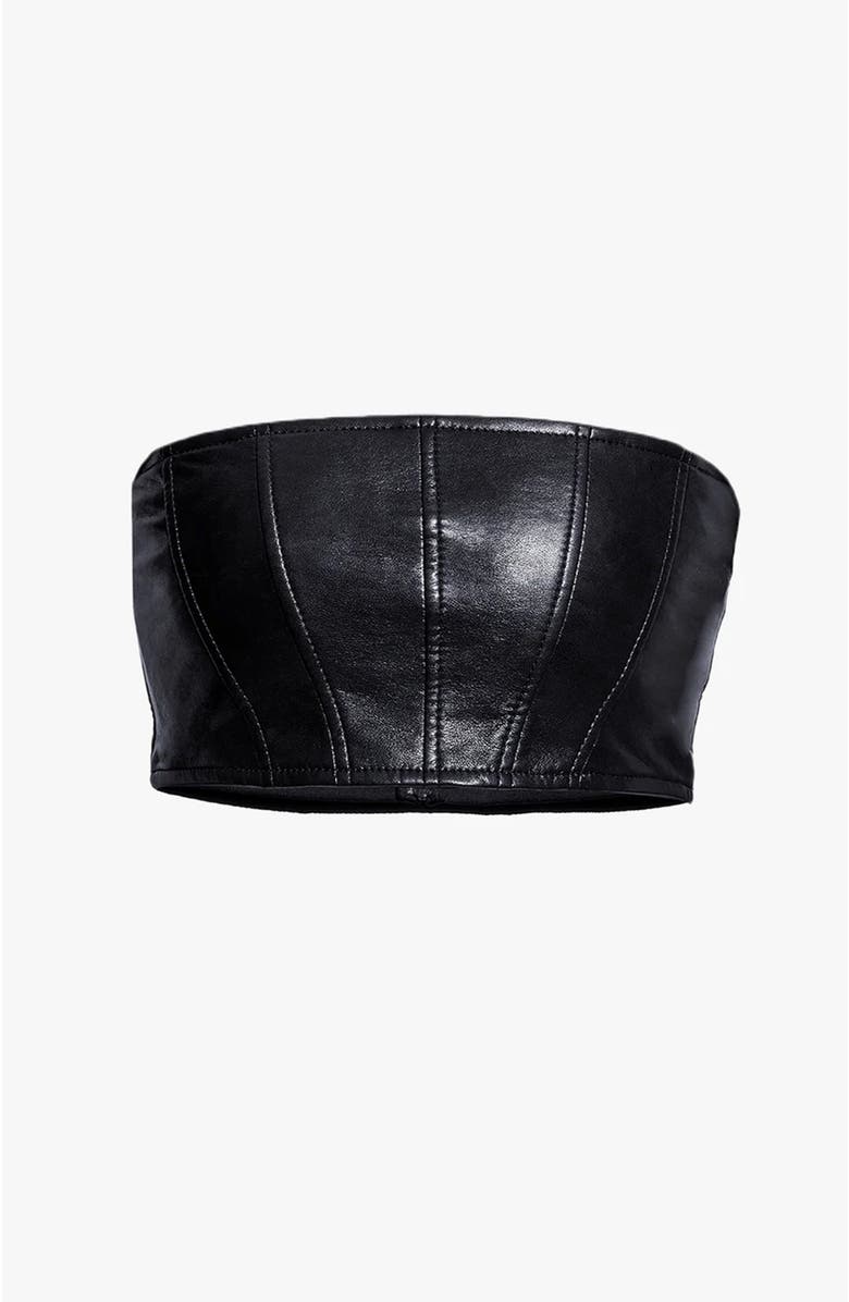 AS by DF Magra Recycled Leather Top, Alternate, color, Black