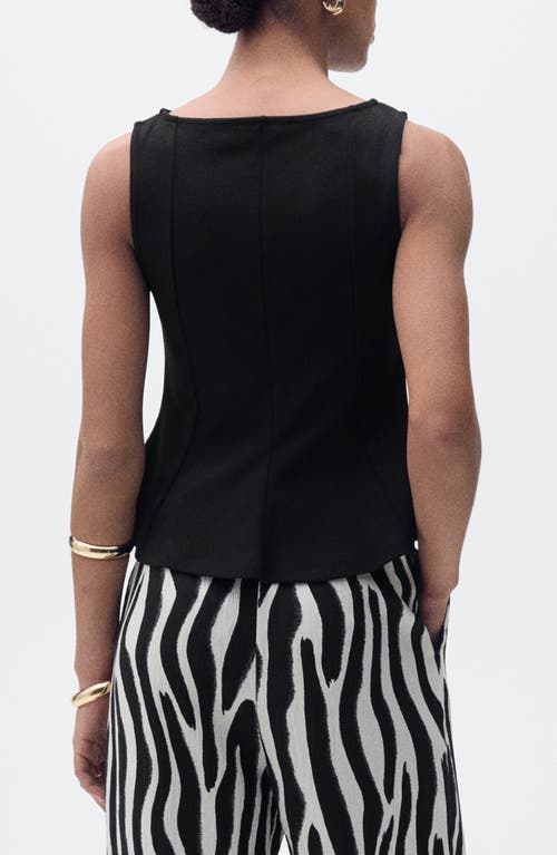 Mango Seam Detail Sleeveless Peplum Top In Black