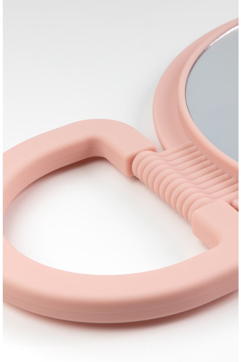 Dual-Sided Hanging Handheld Mirror in Soft-Touch, Alternate, color, Soft Touch Pink