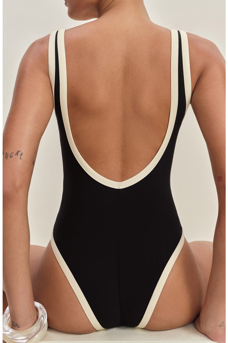Joy Contrast Binding One-Piece Swimsuit, Alternate, color, BLACK FIOR